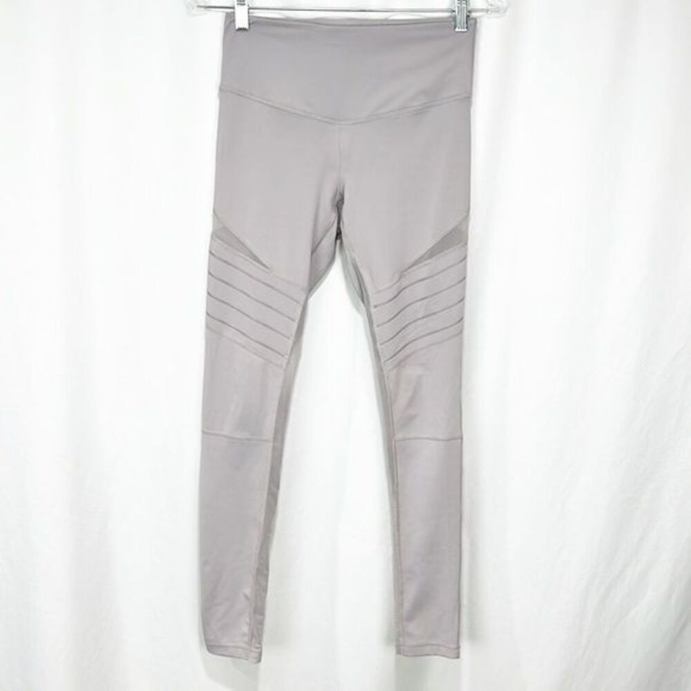 Zella High Rise Silvery Gray Mesh Cut Out Leggings Small